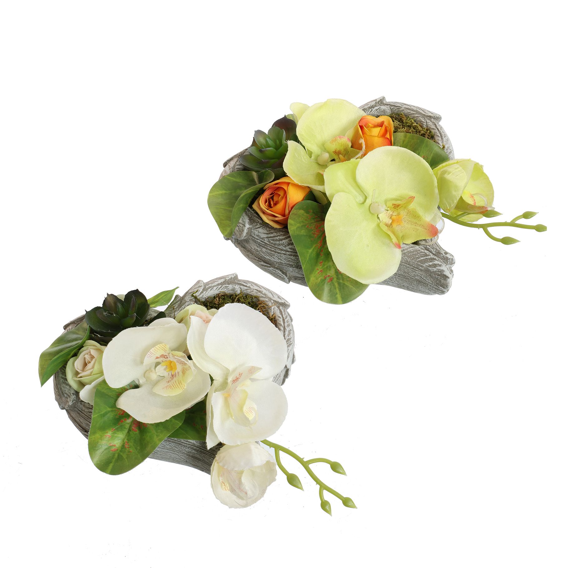Orchidee en roos in hartje